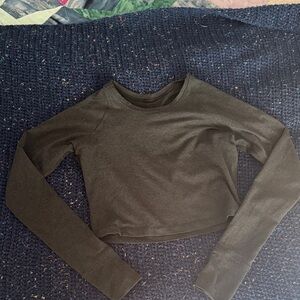 Fleo Charcoal Long Sleeve Crop Top